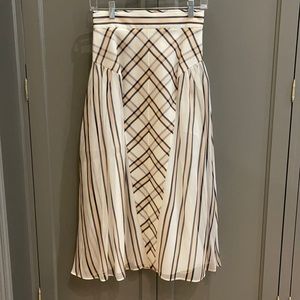 Fendi Stripe & Check Midi Skirt